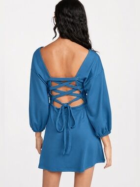 Free People Bianca Corset Back Mini Dress - Teal